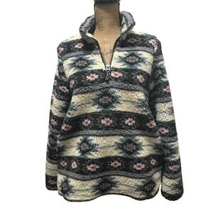 Roper Southwestern Print Fleece Quarter Zip Pullover Cowgirl Chic Womens Size XS